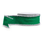2.5" x 10 Yds Green Felt Ribbon with Tinsel Trim