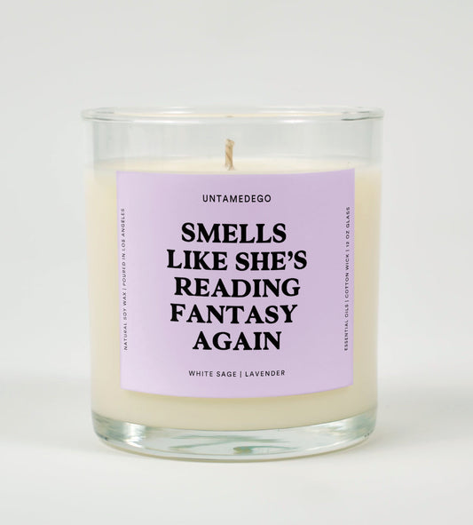 Smells Like She's Reading Fantasy Again Glass Candle