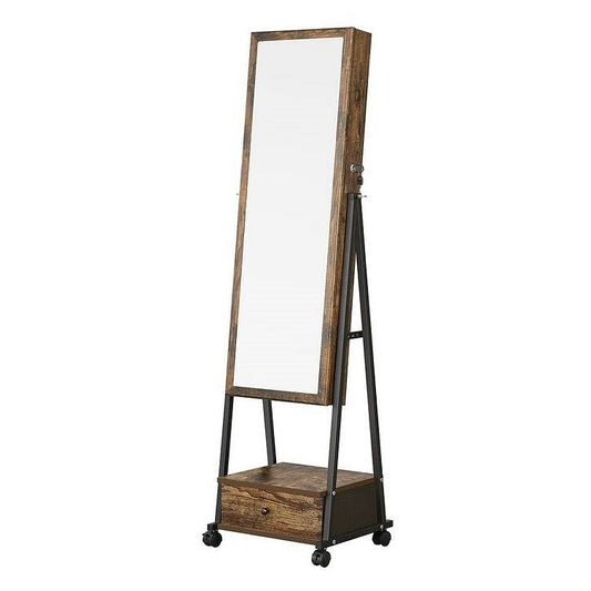 Modern Industrial Metal Wood Jewelry Armoire Cabinet Organizer Mirror | Kitchen + Metal