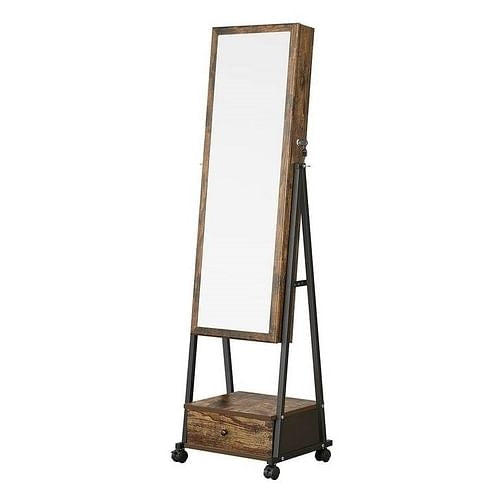 Modern Industrial Metal Wood Jewelry Armoire Cabinet Organizer Mirror | Kitchen + Metal
