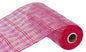 10"X10YD VERTICAL FOIL PLAID MESH Color: HOT PINK/PINK/RED