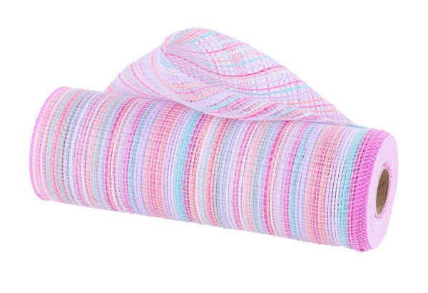 10"X10YD VERTICAL MULTICOLOR STRIPE MESH PINK/HOT PNK/BLUE/LAV/WHT