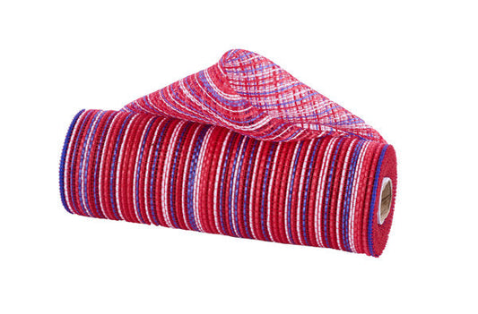 10"X10YD VERTICAL MULTICOLOR STRIPE MESH RED/BURG/ROYAL/NAVY/WHT