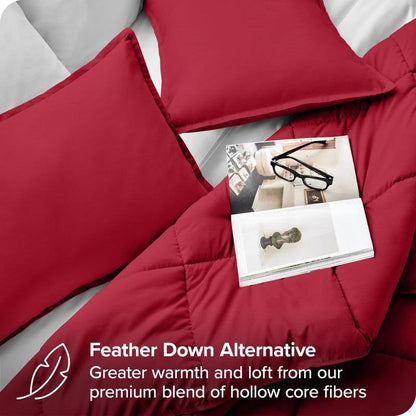 King/Cal King Size All Season Super Soft Down Alternative Comforter Set Red