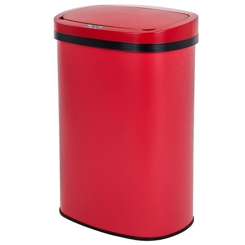 Red 13 Gallon Stainless Steel Motion Sensor Trash Can | Kitchen [Metal] | Kitchen + Metal