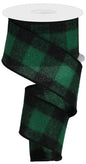 2.5"X10YD FUZZY LARGE BUFFALO PLAID EMERALD GREEN/BLACK