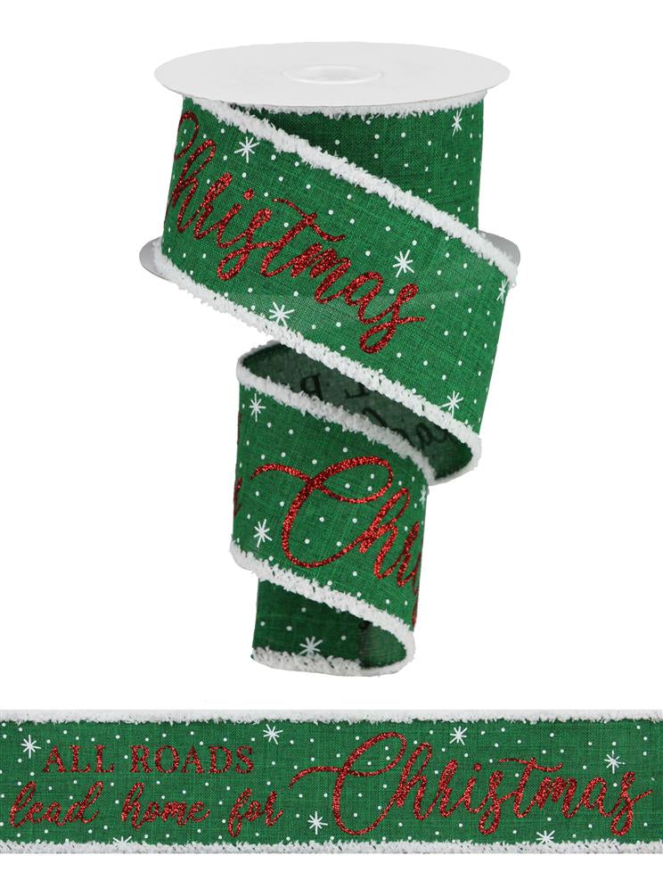 2.5"X10YD HOME FOR CHRISTMAS/DRIFT EMERALD GREEN/RED/WHITE