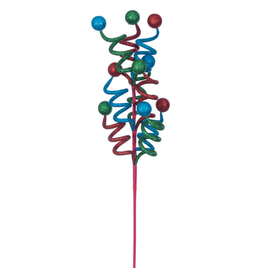 24" Blue/Green/Red Curly Spray