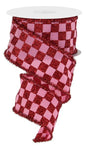 2.5"X10YD GLITTERED CHECK/PG/TINSEL PINK/RED