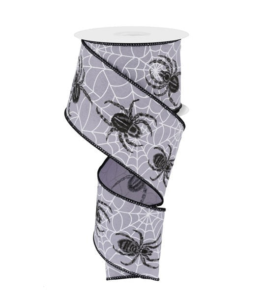 2.5"X10YD SPIDER WEB/SPIDER ON PG FABRIC GREY/PURPLE/BLK/WHT