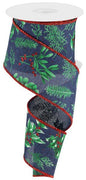 2.5"X10YD WINTER FOLIAGE NAVY/GREEN/RED