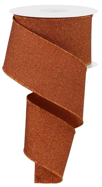 2.5"X10YD FINE GLITTER ON ROYAL-PUMPKIN