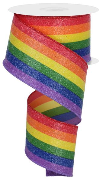 2.5"X10YD RAINBOW VERTICAL STRIPE/GLTTR-RD/ORNG/YLW/GRN/BLUE/PRPL