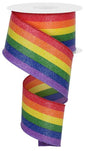 2.5"X10YD RAINBOW VERTICAL STRIPE/GLTTR-RD/ORNG/YLW/GRN/BLUE/PRPL