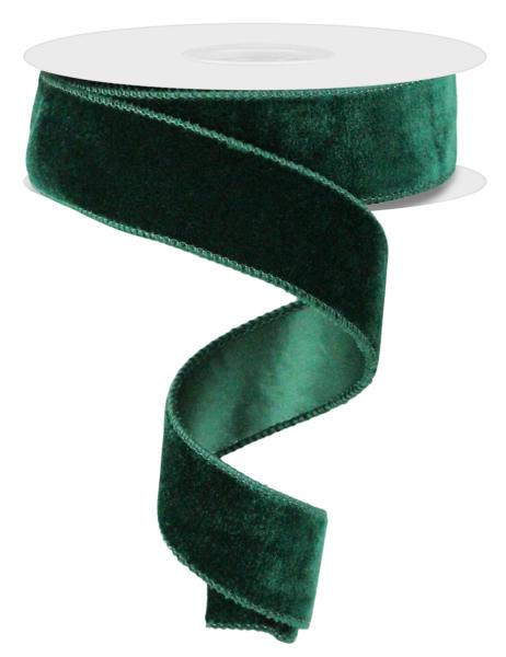 1.5"X10YD DELUXE VELVET/SATIN BACKING HUNTER GREEN