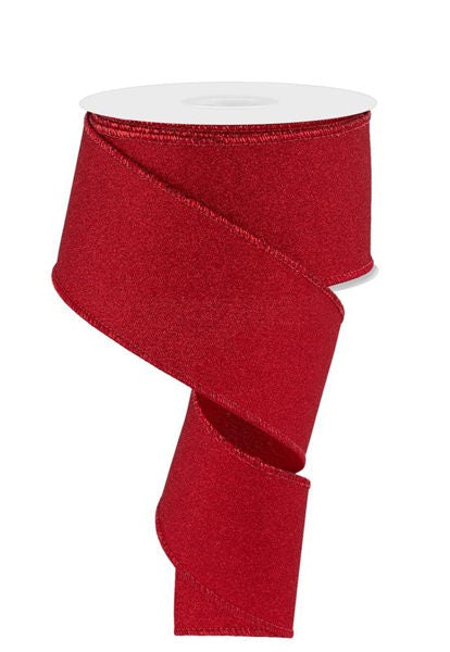 2.5"X10YD FINE GLITTER ON FAUX ROYAL RED