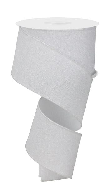 2.5"X10YD FINE GLITTER ON FAUX ROYAL WHITE