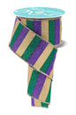 2.5"X10YD HORIZONTAL GLITTER STRIPES MARDI GRAS