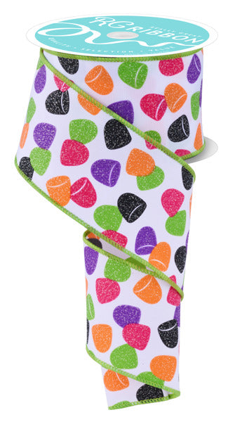 2.5"X10YD GUMDROPS WHT/FCHA/LIME/PRPL/ORNG