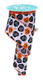 2.5"X10YD HALLOWEEN CANDY HEARTS WHITE/BLACK/ORANGE