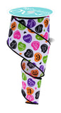 2.5"X10YD HALLOWEEN CANDY HEARTS WHT/ORNG/PNK/PRPL/LIME