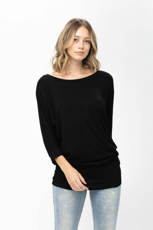 3/4 Dolman Batwing Sleeve Round Neck Comfy Loose Fit Casual Tunics | Apparel | Kitchen + Metal