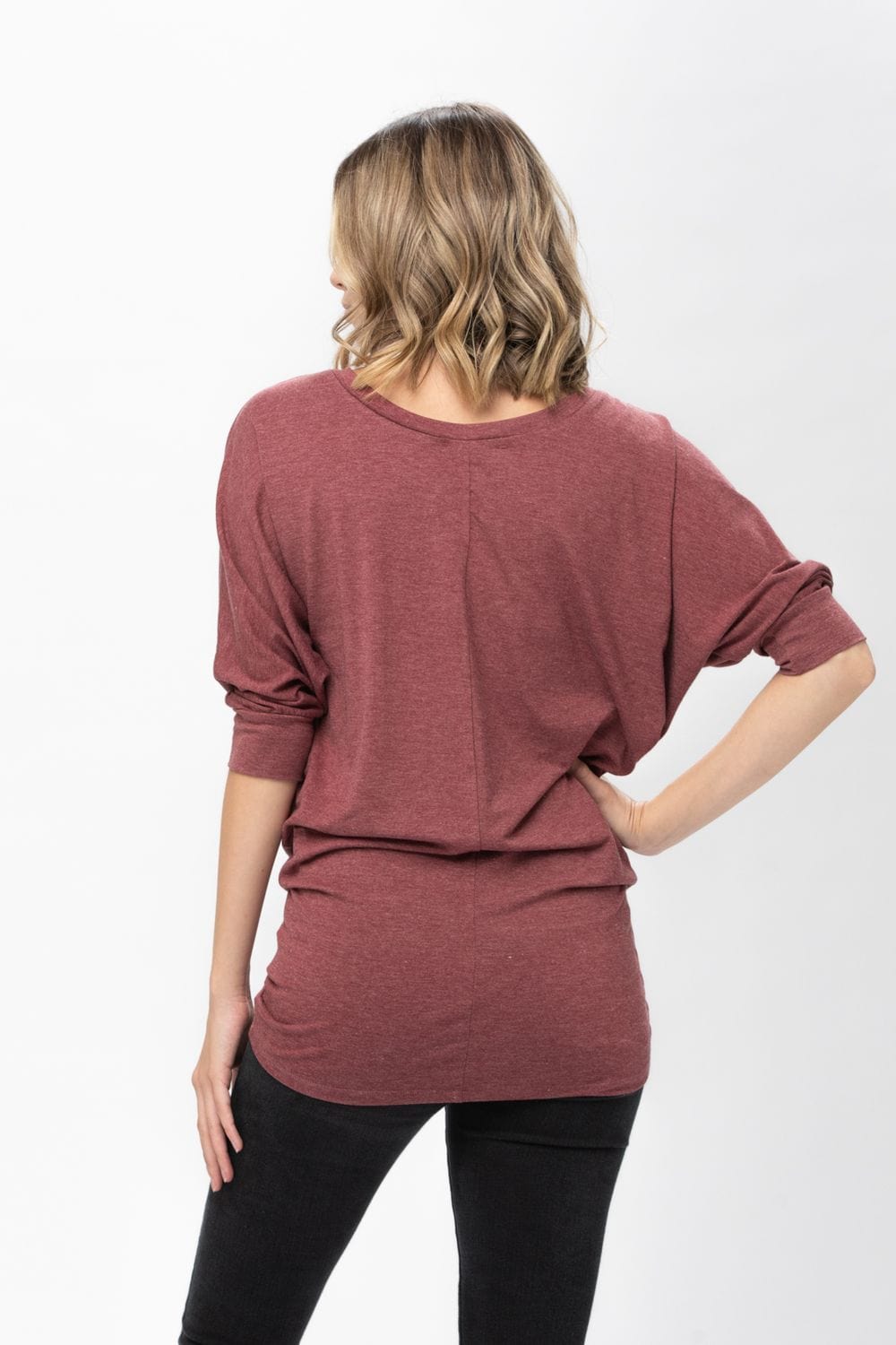 3/4 Dolman Batwing Sleeve Round Neck Comfy Loose Fit Casual Tunics | Apparel | Kitchen + Metal