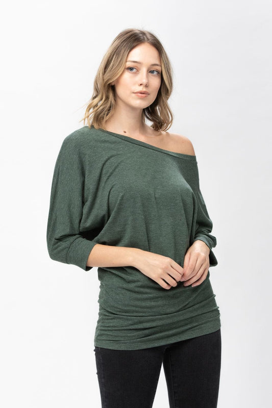 3/4 Dolman Batwing Sleeve Round Neck Comfy Loose Fit Casual Tunics | Apparel | Kitchen + Metal