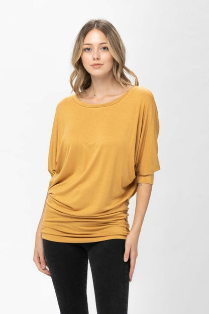 3/4 Dolman Batwing Sleeve Round Neck Comfy Loose Fit Casual Tunics | Apparel | Kitchen + Metal