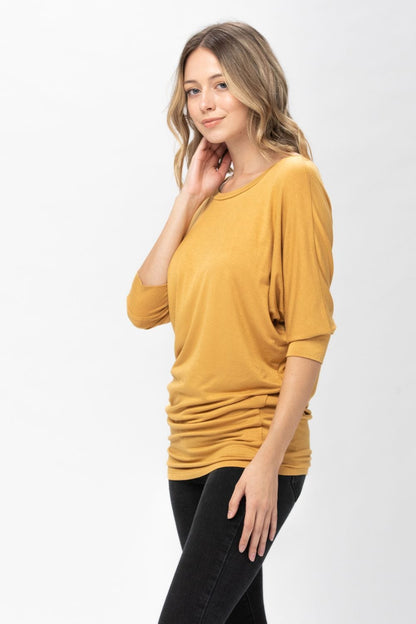 3/4 Dolman Batwing Sleeve Round Neck Comfy Loose Fit Casual Tunics | Apparel | Kitchen + Metal