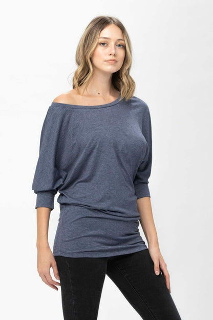 3/4 Dolman Batwing Sleeve Round Neck Comfy Loose Fit Casual Tunics | Apparel | Kitchen + Metal
