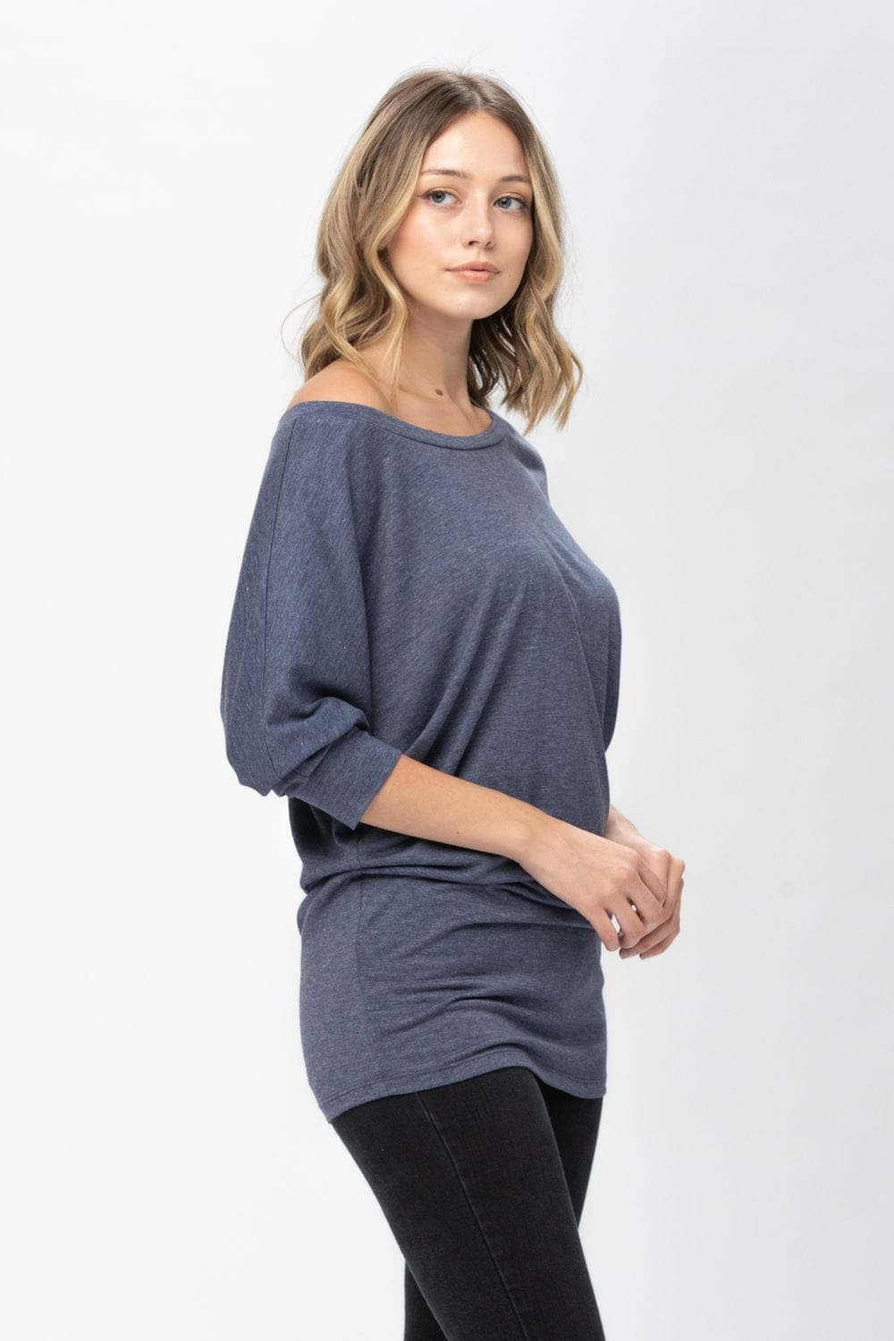 3/4 Dolman Batwing Sleeve Round Neck Comfy Loose Fit Casual Tunics | Apparel | Kitchen + Metal