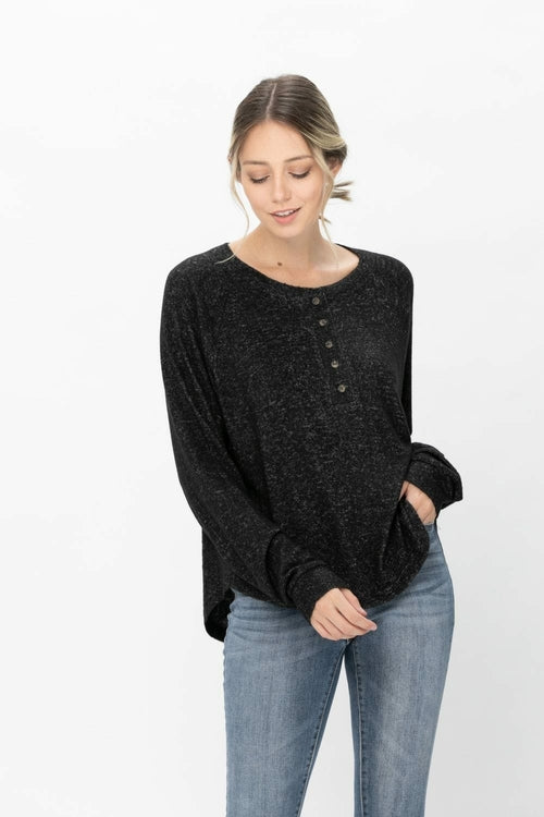 Long Sleeve Henley Knit Tops Casual Crew Neck Thermal Sweater T Shirts | Apparel | Kitchen + Metal