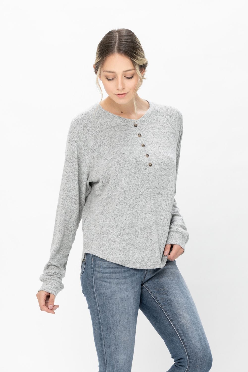 Long Sleeve Henley Knit Tops Casual Crew Neck Thermal Sweater T Shirts | Apparel | Kitchen + Metal
