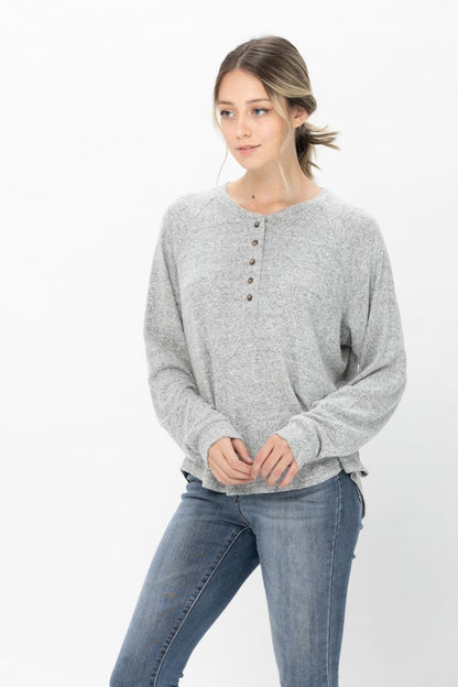 Long Sleeve Henley Knit Tops Casual Crew Neck Thermal Sweater T Shirts | Apparel | Kitchen + Metal