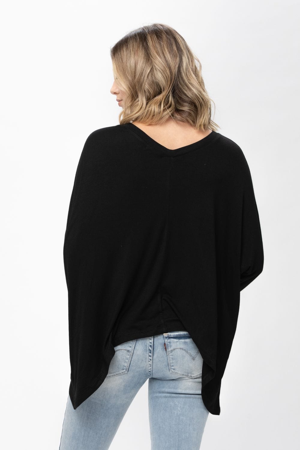 Knit Tunic Blouse Dolman Sleeve Oversized Curved-Hem Asymmetrical Tops | Apparel | Kitchen + Metal