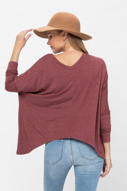 Knit Tunic Blouse Dolman Sleeve Oversized Curved-Hem Asymmetrical Tops | Apparel | Kitchen + Metal