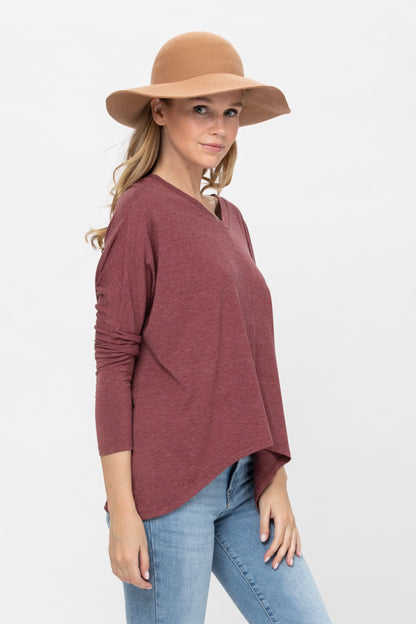 Knit Tunic Blouse Dolman Sleeve Oversized Curved-Hem Asymmetrical Tops | Apparel | Kitchen + Metal