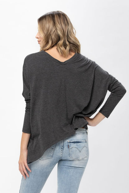 Knit Tunic Blouse Dolman Sleeve Oversized Curved-Hem Asymmetrical Tops | Apparel | Kitchen + Metal
