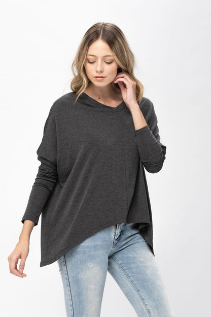 Knit Tunic Blouse Dolman Sleeve Oversized Curved-Hem Asymmetrical Tops | Apparel | Kitchen + Metal