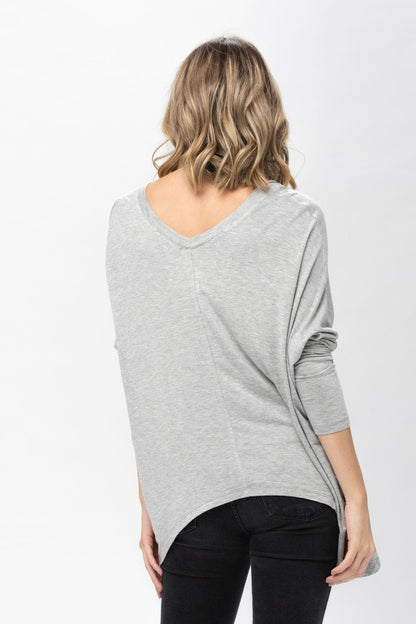 Knit Tunic Blouse Dolman Sleeve Oversized Curved-Hem Asymmetrical Tops | Apparel | Kitchen + Metal