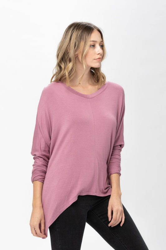 Knit Tunic Blouse Dolman Sleeve Oversized Curved-Hem Asymmetrical Tops | Apparel | Kitchen + Metal
