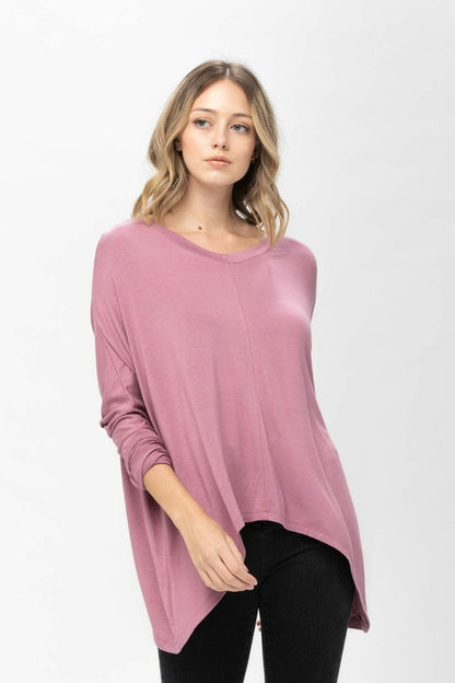 Knit Tunic Blouse Dolman Sleeve Oversized Curved-Hem Asymmetrical Tops | Apparel | Kitchen + Metal