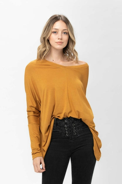 Knit Tunic Blouse Dolman Sleeve Oversized Curved-Hem Asymmetrical Tops | Apparel | Kitchen + Metal