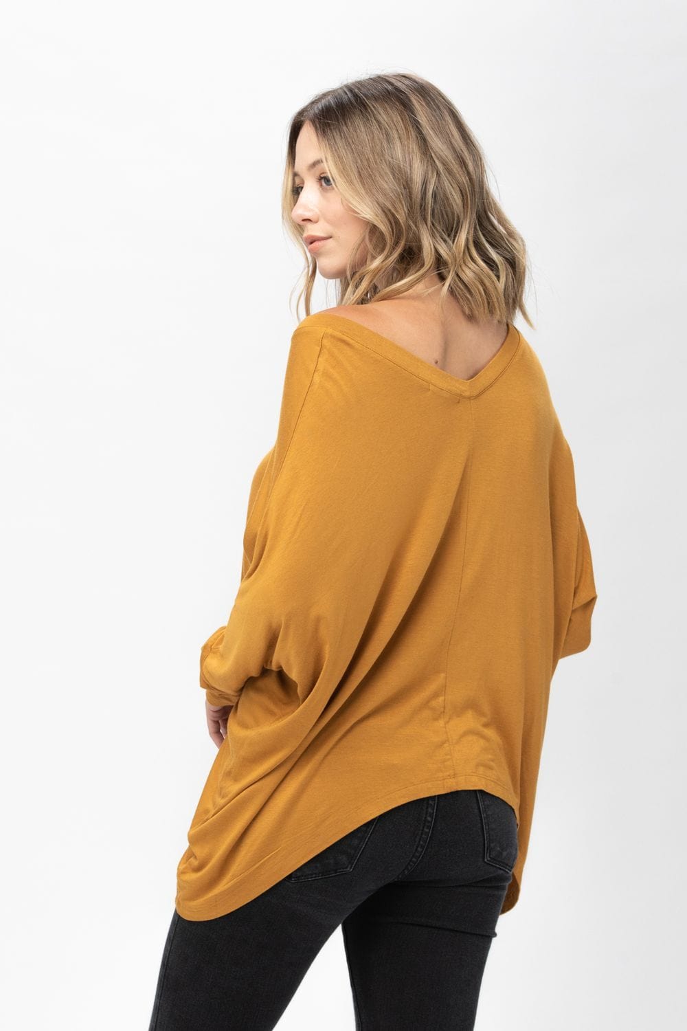 Knit Tunic Blouse Dolman Sleeve Oversized Curved-Hem Asymmetrical Tops | Apparel | Kitchen + Metal