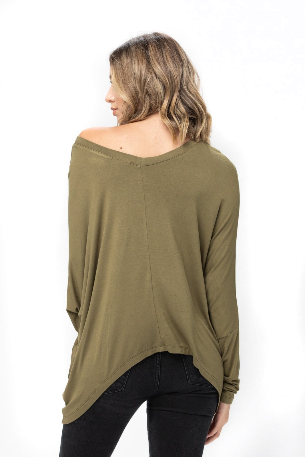 Knit Tunic Blouse Dolman Sleeve Oversized Curved-Hem Asymmetrical Tops | Apparel | Kitchen + Metal