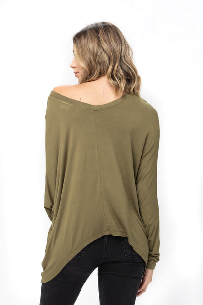 Knit Tunic Blouse Dolman Sleeve Oversized Curved-Hem Asymmetrical Tops | Apparel | Kitchen + Metal