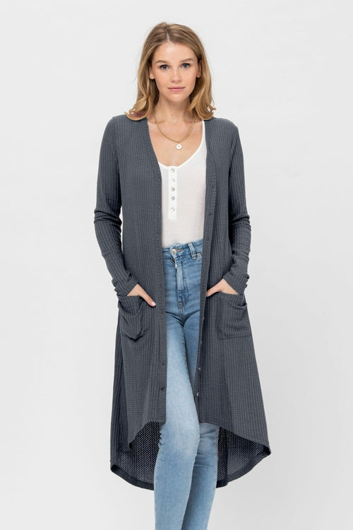 Long Sleeve Button Down Solid Color Knit Cardigans with Pockets | Apparel | Kitchen + Metal
