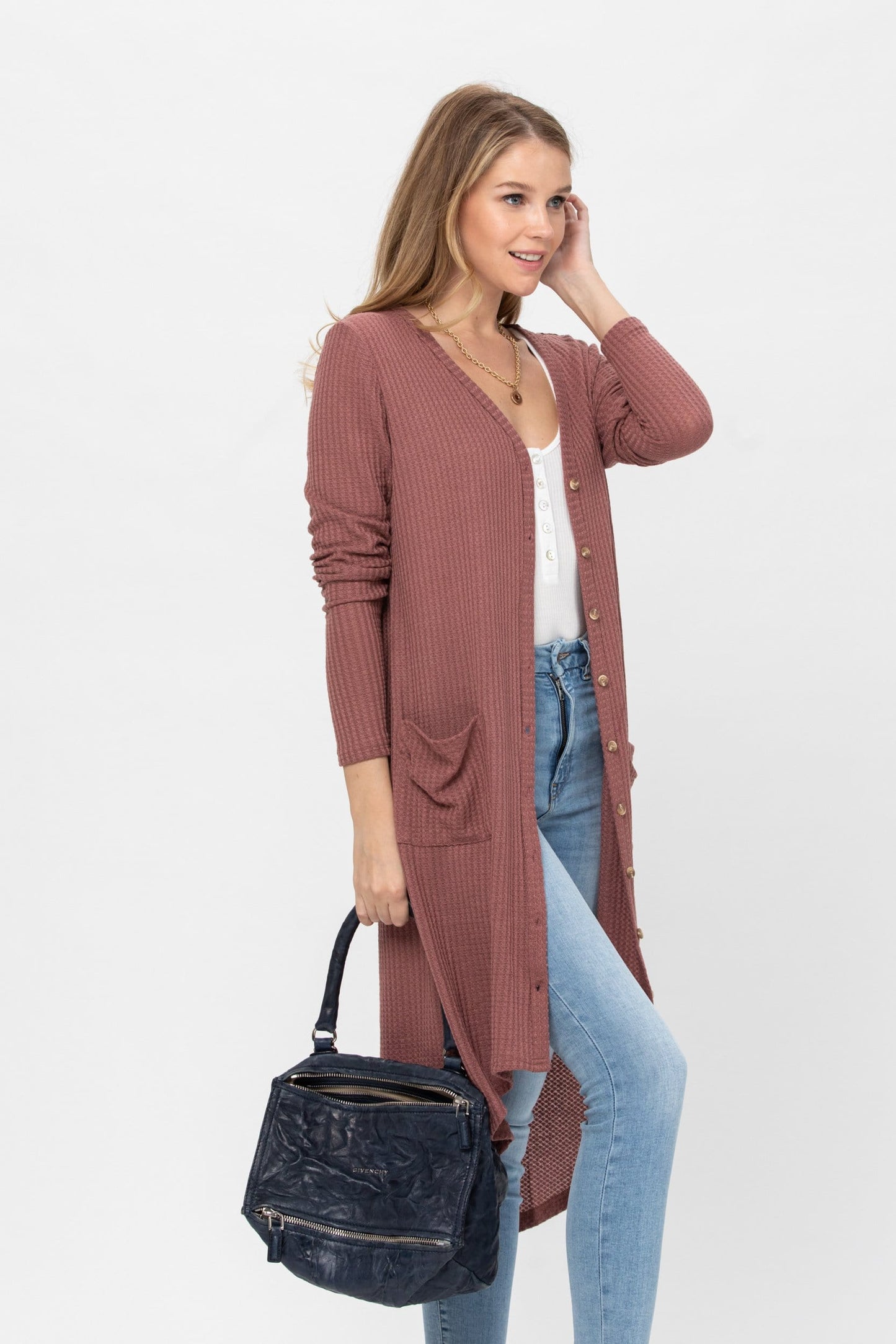 Long Sleeve Button Down Solid Color Knit Cardigans with Pockets | Apparel | Kitchen + Metal