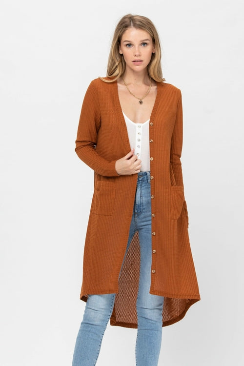 Long Sleeve Button Down Solid Color Knit Cardigans with Pockets | Apparel | Kitchen + Metal